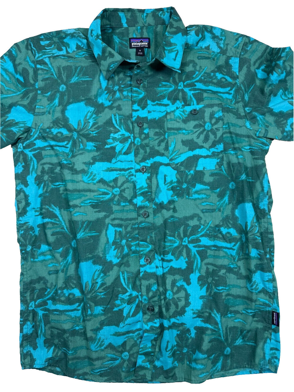 Patagonia Men's Short Sleeve Shirt Medium Blue Green